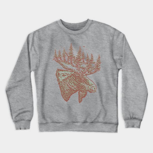 Elk Forest head Crewneck Sweatshirt by Iambolders